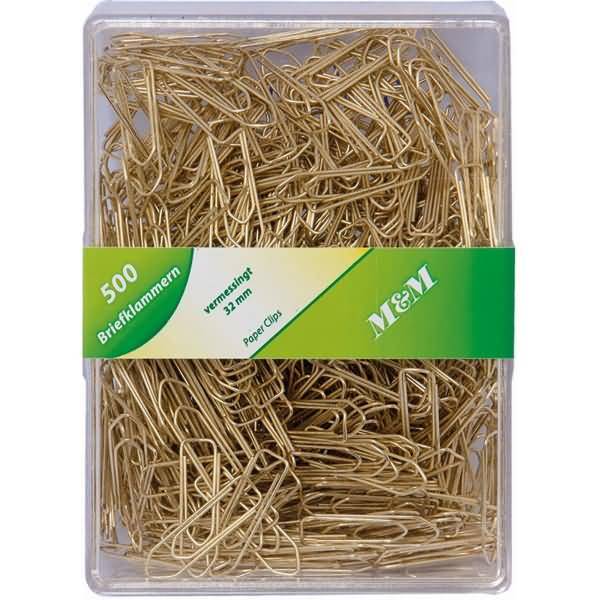 Briefklammern 32mm spitz VE=500 Stück messing