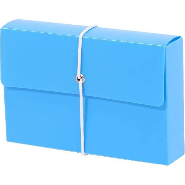 Karteibox A7 mit Gummiband gefüllt ocean-blue