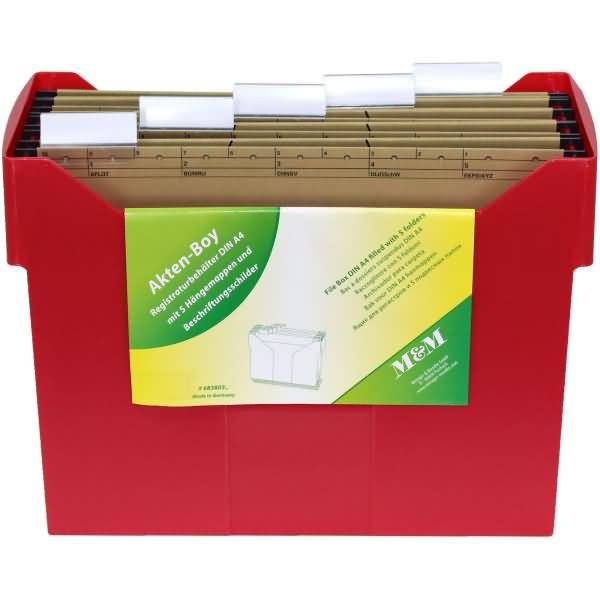 Akten-Boy A4 inkl. 5 Hängemappen basic-rot