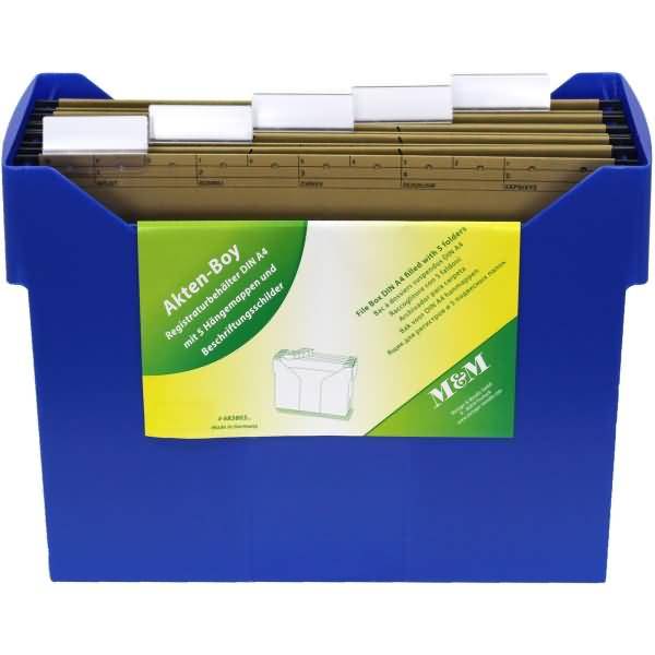 Akten-Boy A4 inkl. 5 Hängemappen basic-blau