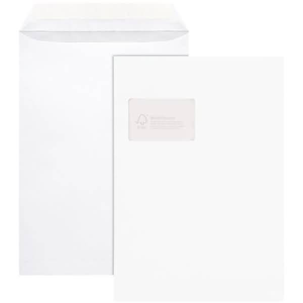 Versandtaschen C4 mit Fenster 100g/qm selbstklebend weiß VE=100 Stück