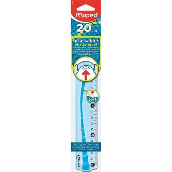 Flachlineal Flex 20 cm blau oder grün-transparent Kunststoff-Etui