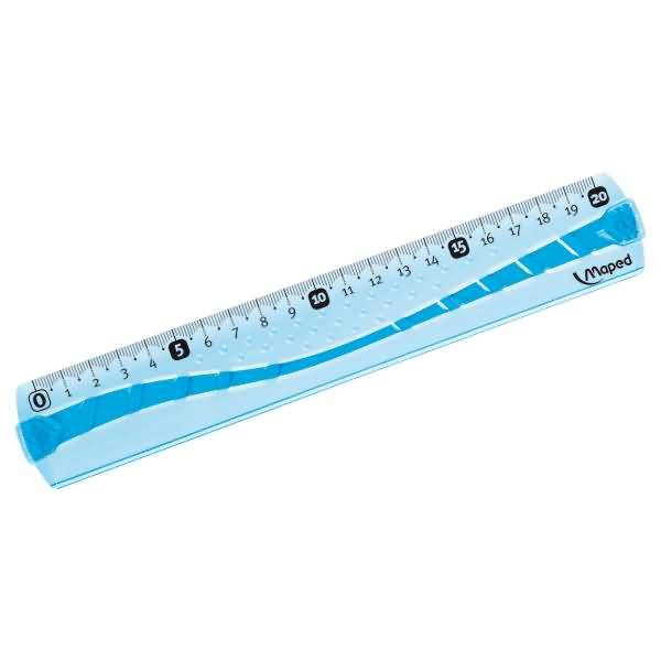 Flachlineal Flex 20 cm blau oder grün-transparent Kunststoff-Etui