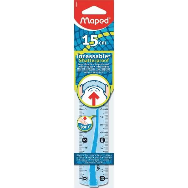 Flachlineal Flex 15 cm blau oder grün-transparent in Kunststoff-Etui