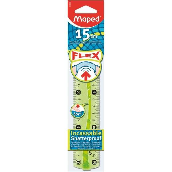 Flachlineal Flex 15 cm blau oder grün-transparent in Kunststoff-Etui