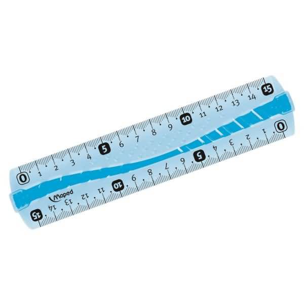 Flachlineal Flex 15 cm blau oder grün-transparent in Kunststoff-Etui