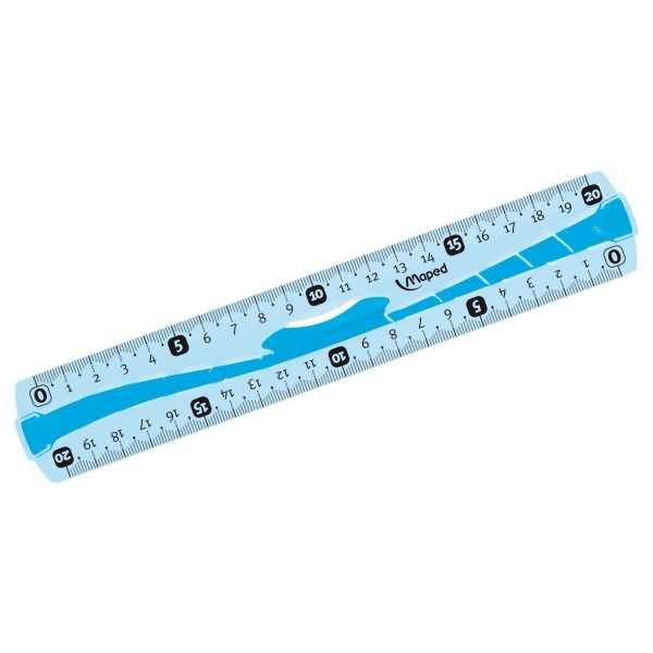 Flachlineal Flex 20 cm blau oder grün-transparent in Kunststoff-Etui