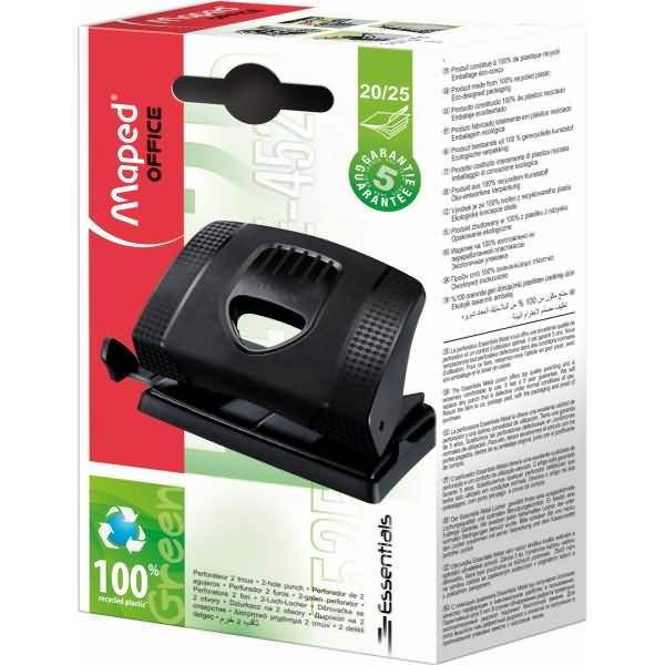 Locher Essentials Green 9% recycelter Kunststoff/Metall 25 Blatt schwarz