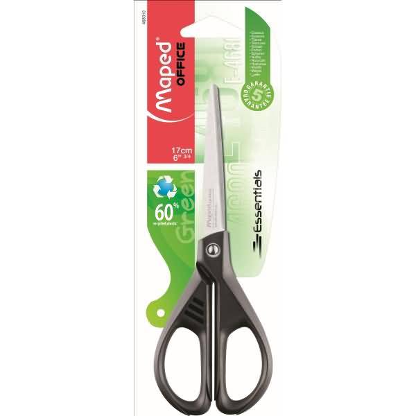 Schere Essentials Green 17 cm schwarz auf Blisterkarte
