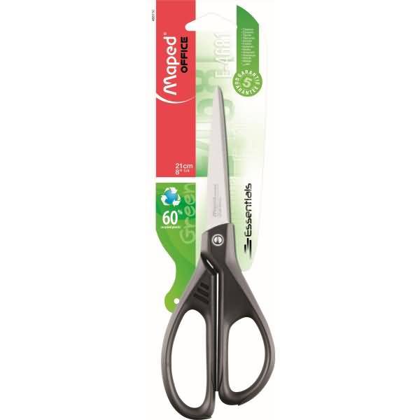 Schere Essentials Green 21 cm schwarz auf Blisterkarte