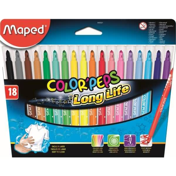 Filzstift Color'Peps Long Life 3,6mm farig sortiert VE=18 Stück Blister