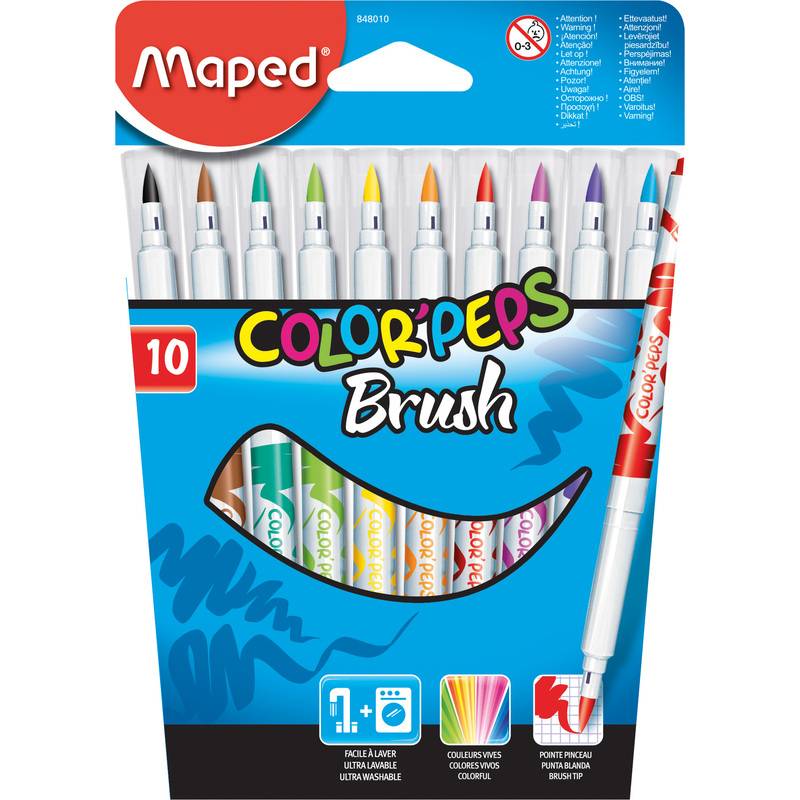 Maped Fasermaler COLOR'PEPS Brush, 10er Kartonetui