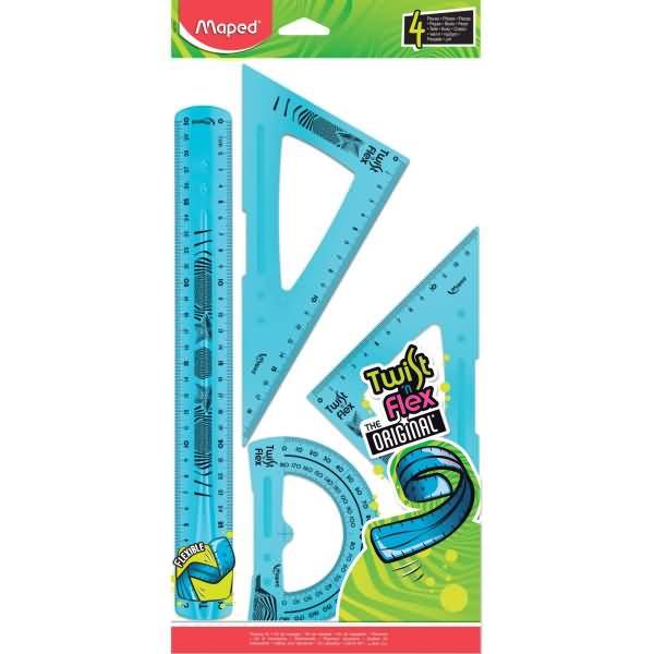 Zeichenset Twist'n Flex 4-teilig (Lineal 30 cm) farbig sortiert Blister