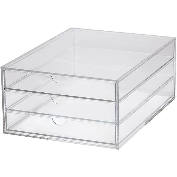 Bürobox A4 3 Schübe Acryl glasklar