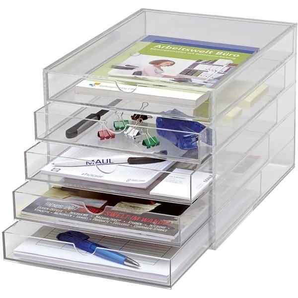 Bürobox A4 5 Schübe Acryl glasklar