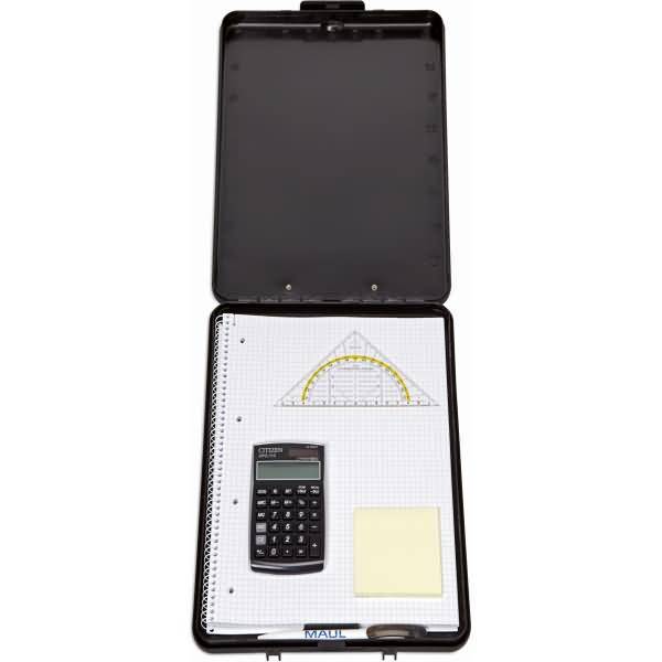 Schreibplatte mit Aufbewahrungsfach A4 schmal schwarz