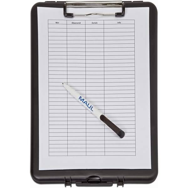 Schreibplatte mit Aufbewahrungsfach A4 schmal schwarz