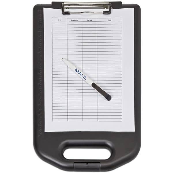 Schreibplatte mit Aufbewahrungsfach breit Kunststoff A4 hoch schwarz