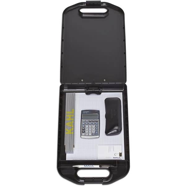 Schreibplatte mit Aufbewahrungsfach breit Kunststoff A4 hoch schwarz