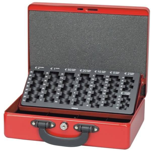 Geldkassette 30x24,5x9,3 cm mit Euro-Zähleinsatz rot