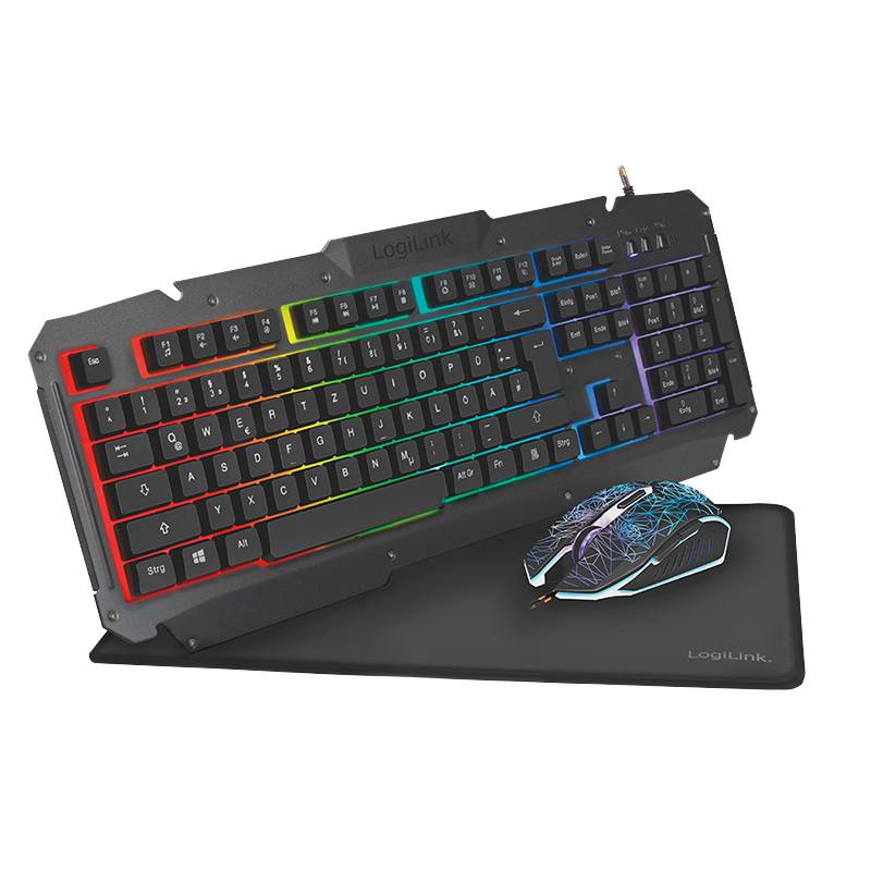 LogiLink Gaming Combination Set - Set aus Tastatur, Maus und Mauspad