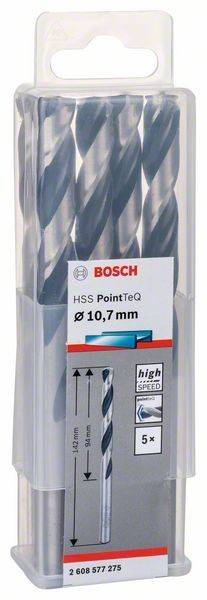 Bosch HSS PointTeq Bohrerset, Größe 10,7 mm, bietet ein Hochgeschwindigkeitsdesign für effizientes Bohren.