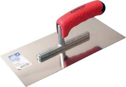 Glättekelle m. Soft-Griffohne Zahnung, rostfrei