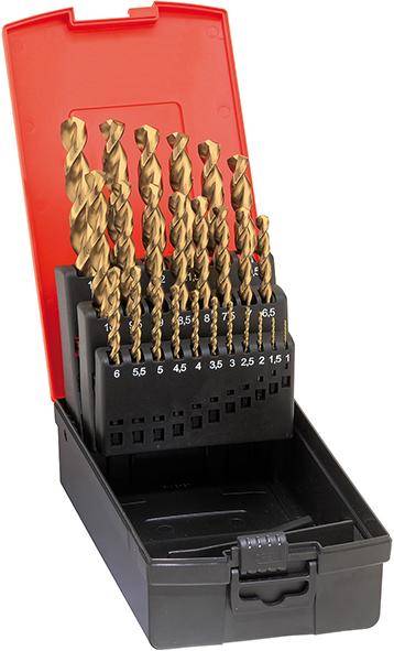 Spiralbohrer-Set DIN338 HSSE geschliffen Typ FU TiN 1-10mm FORMAT