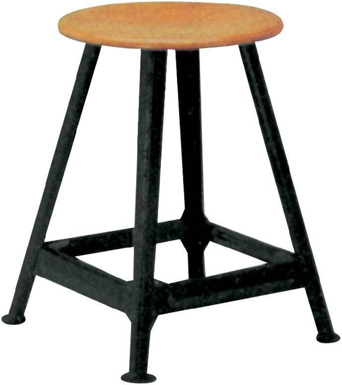 Bandstahlhocker Holz Rundsitz, RAL 9005 Vierbein, Höhe 500 mm Sitzfläche D 350 mm