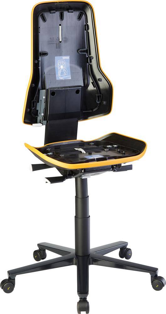 Bimos Arbeitsstuhl ESD Neon 2, orange Sitzhöhe 450-620 mm mit Rollen, ohne Polster