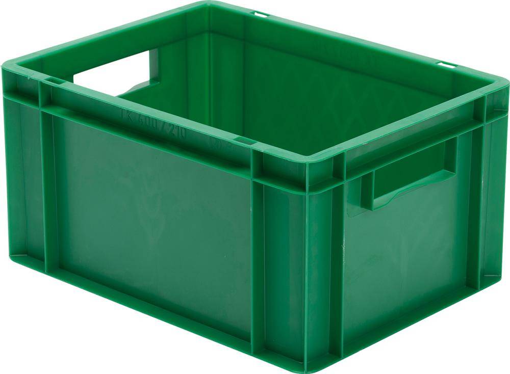 Transport-Stapelkasten B400xT300xH210 mm grün, geschlossen mit Griffloch