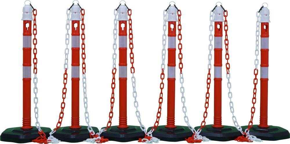 Kettenpfosten - Set, r/w 6 Pfosten + 5x3m Kette