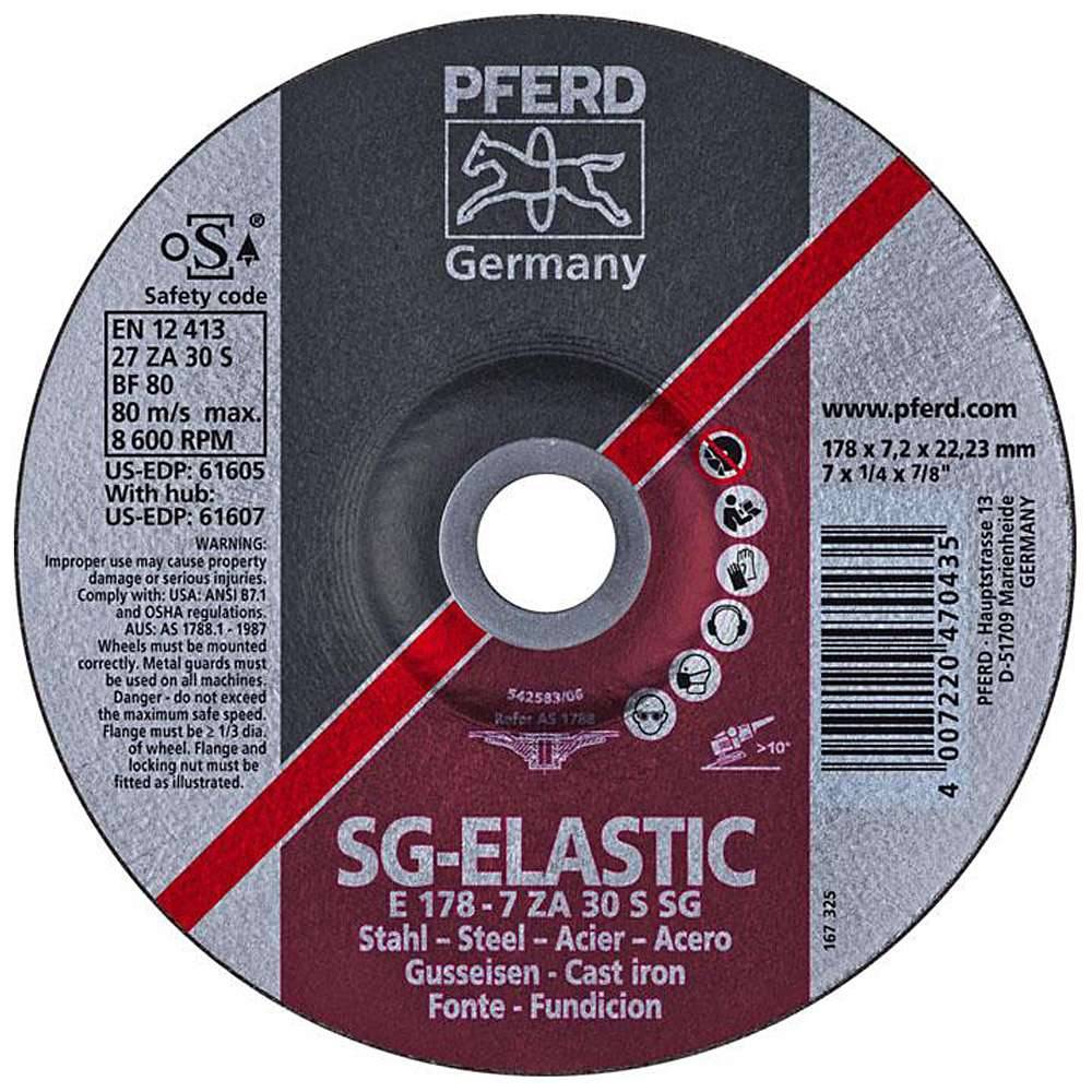 Schruppscheibe - PFERD - für Gusseisen/Stein - Härtegrad Q - Ø 178 mm - Bezeichnung E 178-7 ZA 30 S SG/22,23 - Maße (D x U x H) 178 x 7,2 x 22,23