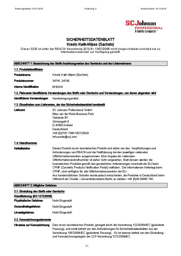 Hautreinigung Kresto® KWIK WIPES 70 Tü.Eimer SC JOHNSON PROFESSIONAL