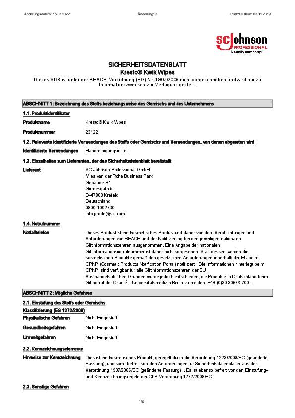 Hautreinigung Kresto® KWIK WIPES 70 Tü.Eimer SC JOHNSON PROFESSIONAL