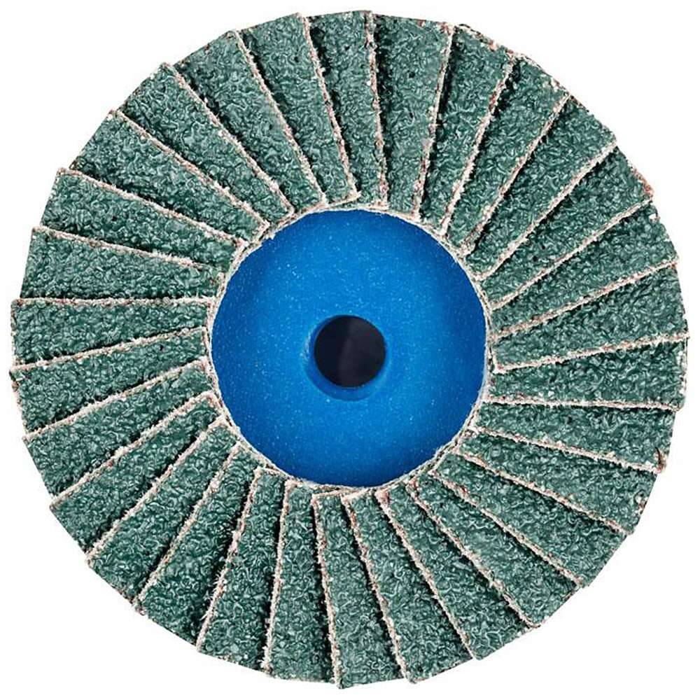 Schleifscheibe "PFERD COMBIDISC®-Mini-POLIFAN®" - Bezeichnung CD PFF 50 Z 40 - Zirkonkorund Z - Ø 50 mm - Korngröße 40 - empf. Drehzahl 12000 bis