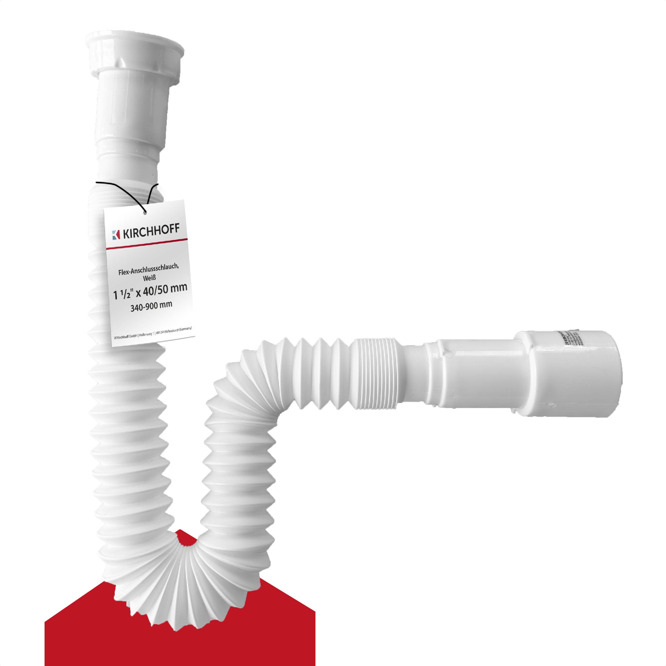 KS Magic Pipeflex, flexibles Anschlussrohr, Weiß, 1 1/2"IG x 40/50 mm, 340-900 mm