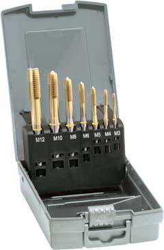 Maschinengewindebohrer- Set DIN371/376 HSSE TiN Form B M3-12 + Kernlochbohrer GÜHRING