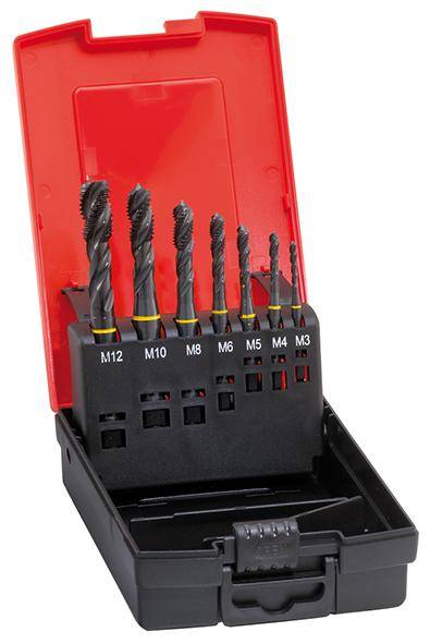 Maschinengewindebohrer- Set DIN371/376 HSSE Form C M3-M12 + Kernlochbohrer FORMA