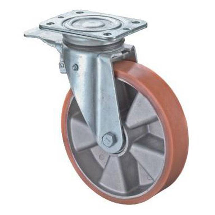 Schwerlast- Lenkrolle - mit Feststeller - Rad-Ø 200 mm - Bauhöhe 255 mm - Tragkraft 600 kg