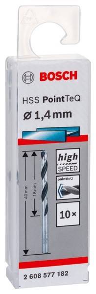 Das Bild zeigt die Verpackung für einen HSS PointTeQ 1,4 mm Bohrer, mit der Bezeichnung 