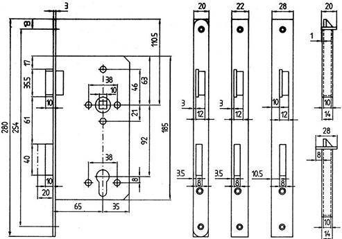 Haustürschloss PZW 65/92/10/2 Din RE FALZ