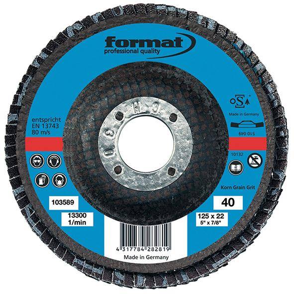 Schleifmopteller 12 Grad gewölbt 125mm K40 FORMAT