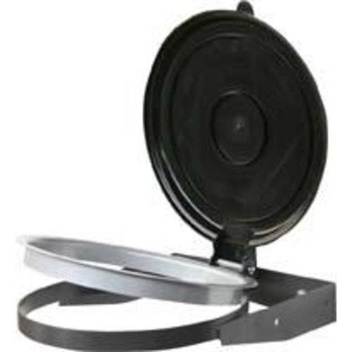 IHTec Wandhalter mit grauem Kunststoffdeckel für Müllsäcke 70-120 Liter