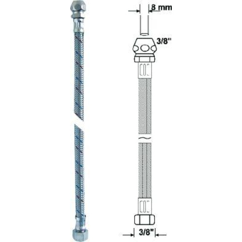 Anschlussrohr-flex.500 mmchrom Verschraub. 10 mm