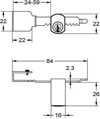 2999 Zyl.-Verschluss für Glastüren,verchr.Mss.matt