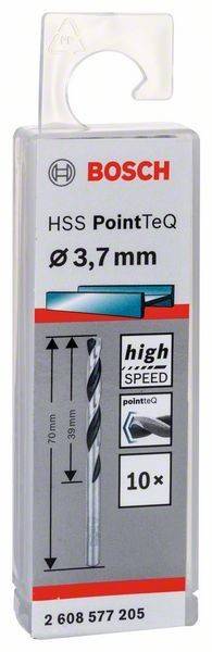Verpackung eines HSS-Bohrers, 3,7 mm Durchmesser, mit PointTeQ-Technologie für hochgeschwindigkeitsgeeignetes Bohren.