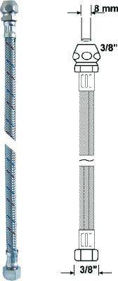 Anschlussrohr-flex.300 mmchrom Verschraub. 10 mm