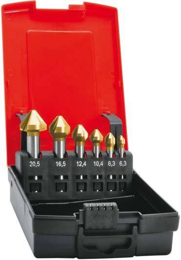 Kegelsenker-Set HSS TiN Zylinderschaft 75Grad 6,3-20,5mm FORMAT