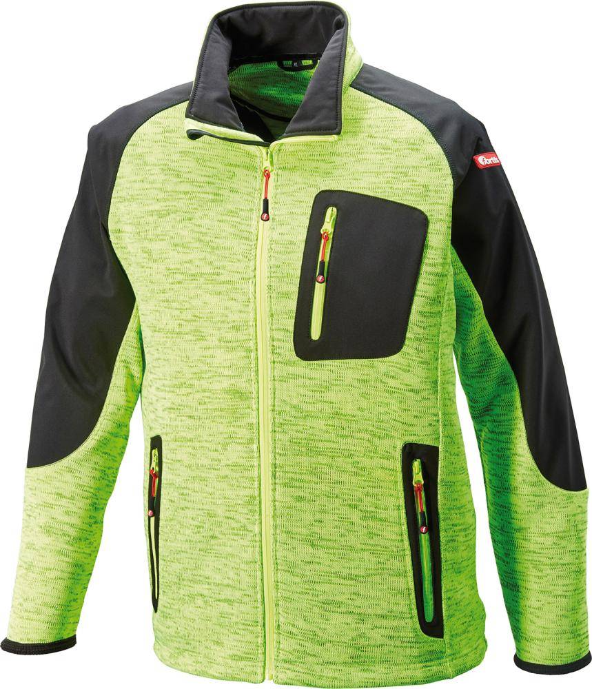 Strickjacke,Softshell,Gr.XL,limegreen/schw.,FORTIS